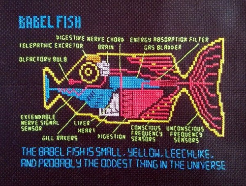 Babel Fish cross stitch pattern