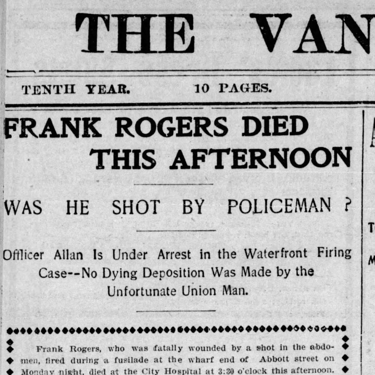 Vancouver Centennial Plaque #84 – Labour Strife – RandomlyGenerated