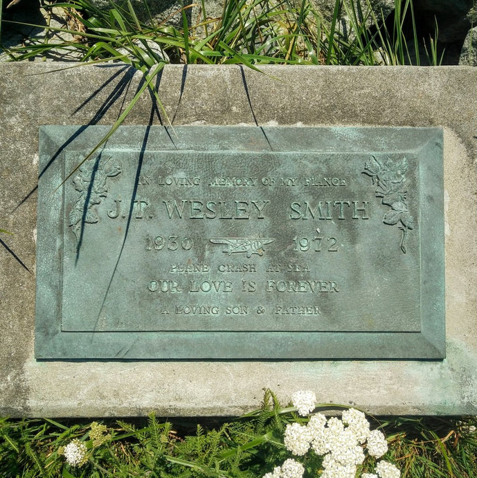 Iona Spit Trail plaque - J.T. Wesley Smith plane crash