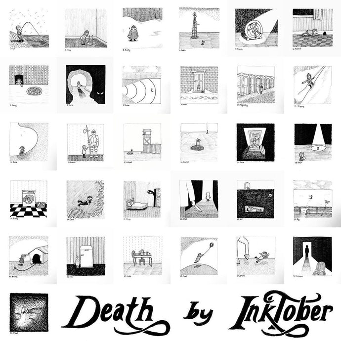 Death by Inktober (Gorey-inspired drawings for 2020)